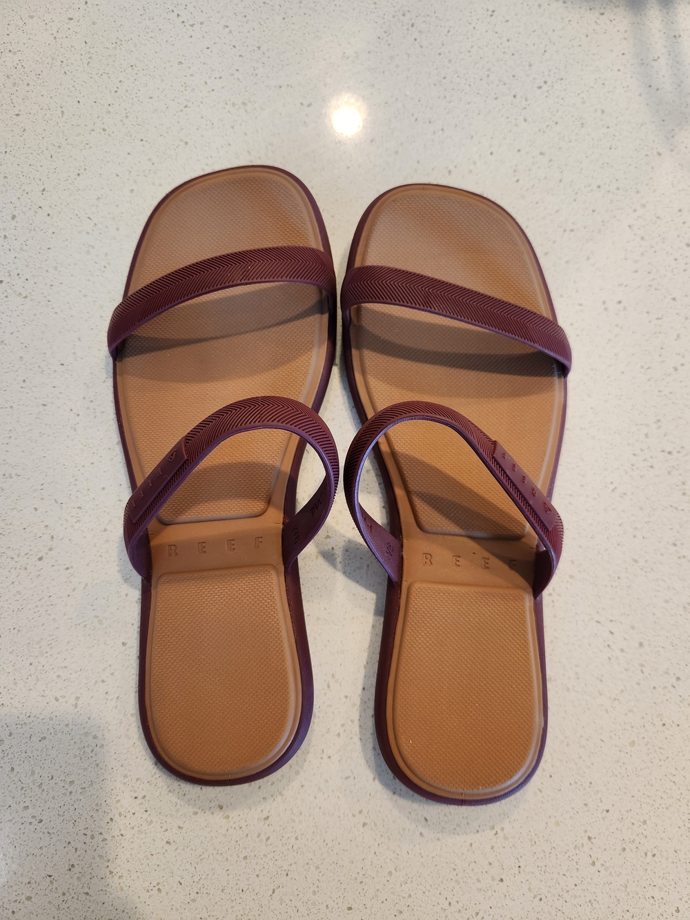 Reef Water Willow Marina Slide Women’s Two-Strap Sandals in Burgundy/Cordovan